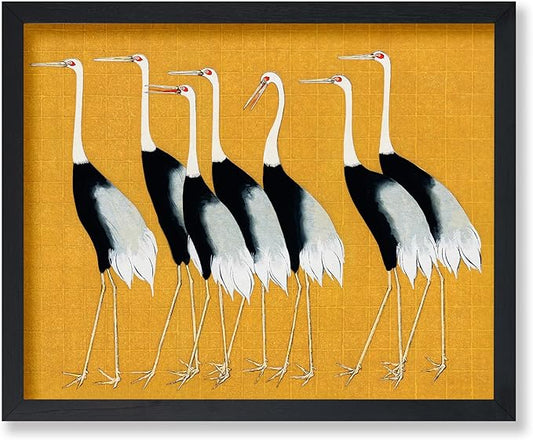 Poster Master Vintage Japanese Crane Poster - Retro Red Crown Crane Print - Bird Art - Great Gift for Men, Women, Animal L...