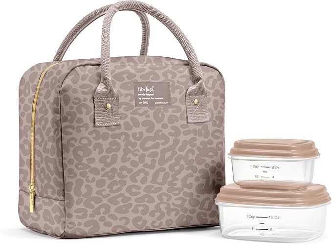 Fit & Fresh Bloomington Lunch Bag for Women - Insulated Large Lunch Box for Work with Containers, Leak-Resistant, Stain-Re...