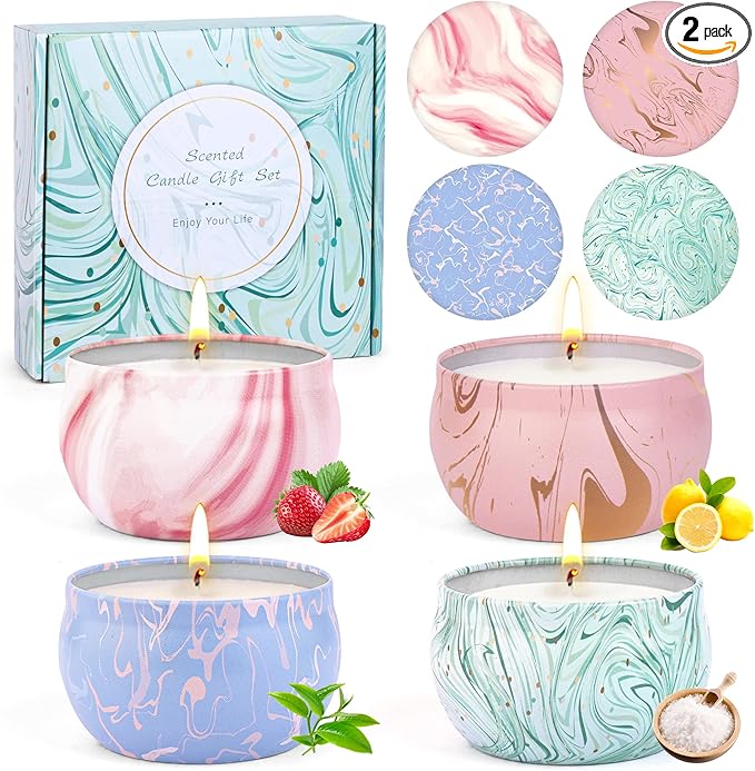 Candle Gifts,Scented Candles Christmas Gift Set for Women, 4 Pack Aromatherapy Candles for Home Scented, Natural Soy Wax C...