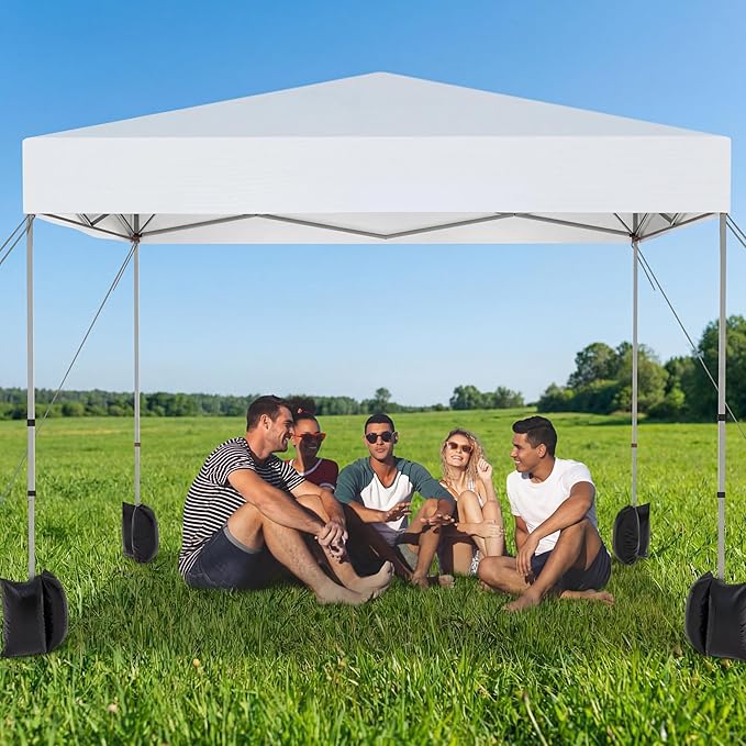 10x10 Pop Up Canopy Tent with Center Lock, One Push Setup, Adjustable Legs, Silver-Coated Waterproof Oxford Top, Heavy Dut...