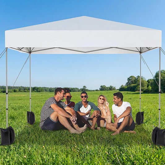 10x10 Pop Up Canopy Tent with Center Lock, One Push Setup, Adjustable Legs, Silver-Coated Waterproof Oxford Top, Heavy Dut...