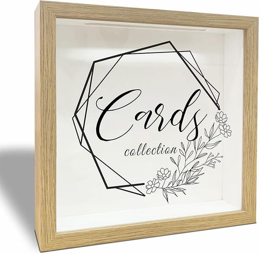 8" x 8" Card Collector Box Photo Frame - Minimalist Floral Pattern Keepsake - Memory Box for Displaying and Collecting Gre...