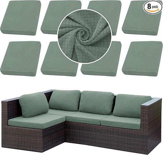 SUKAIKEQA Outdoor Cushion Covers Set,8PCS Patio Furniture Couch Seat Slipcovers, Replacement for Sofa Sectional Chair(Cove...