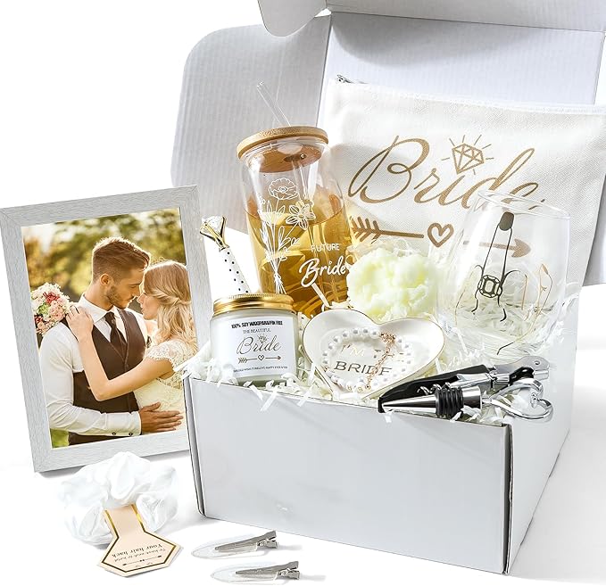 Bride to Be Gift Box - 15 Piece Bridal Shower & Engagement Gift Set for Bride, Wedding Presents for Future Mrs & Wifey, Th...