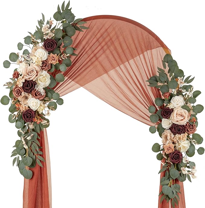 Ting's time Wedding Arch Flower Pack of 2 Artificial Silk Large Flower Swag Welcome Sign Floral Swag Reception Backdrop Fl...