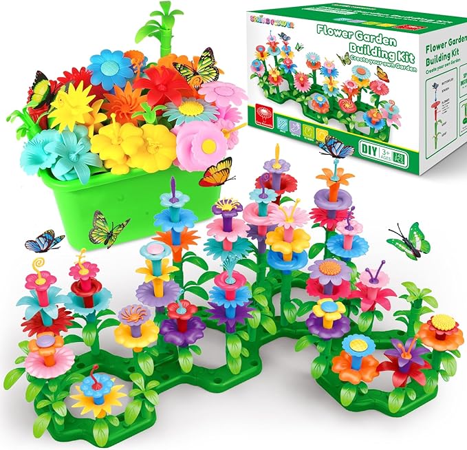 SpringFlower Toys for Girls 3 4 5 6 7 Years Old, Flower Garden Building Kit with Storage case,Educational STEM Toy and Pre...
