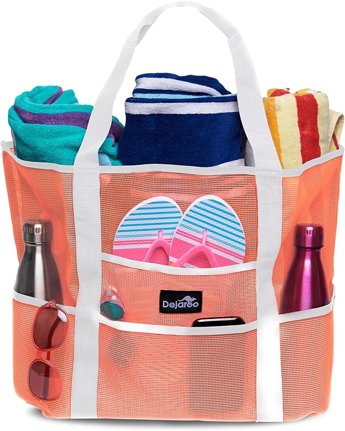 Dejaroo Mesh Sand Free Bag - Strong Lightweight Bag For Beach & Vacation Essentials. Tons of Storage!