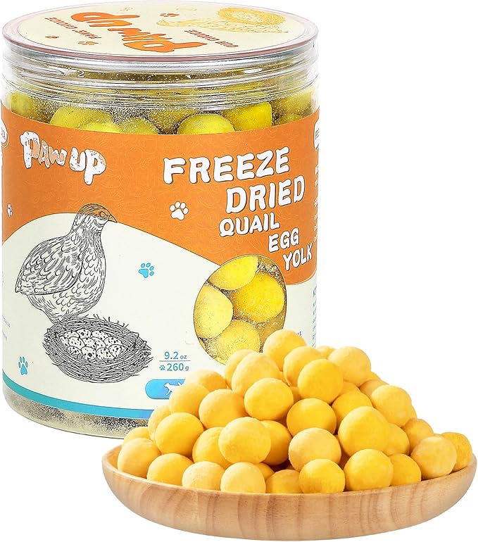 PAWUP Freeze Dried Cat & Dog Treats, Natural Quail Egg Yolk, Single Ingredient, High-Protein Pet Snacks for Skin & Coat He...
