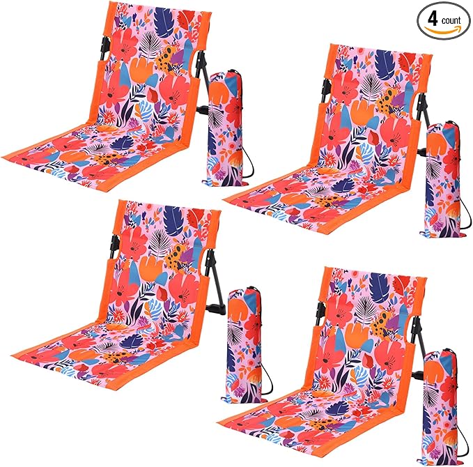AceOrbit 4 Pack Foldable Poolside Chairs Portable Beach Flip Chairs Pool Seat for Edge of Pool Side with Bag Support Light...