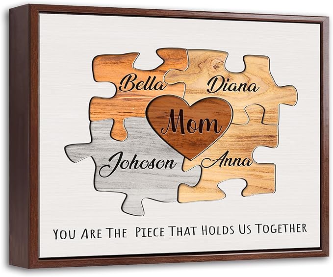 Personalized Mothers Day Idea Gifts for Mom from Daughter Son Kids Husband Custom Puzzles Sign Canvas Prints with Names fo...