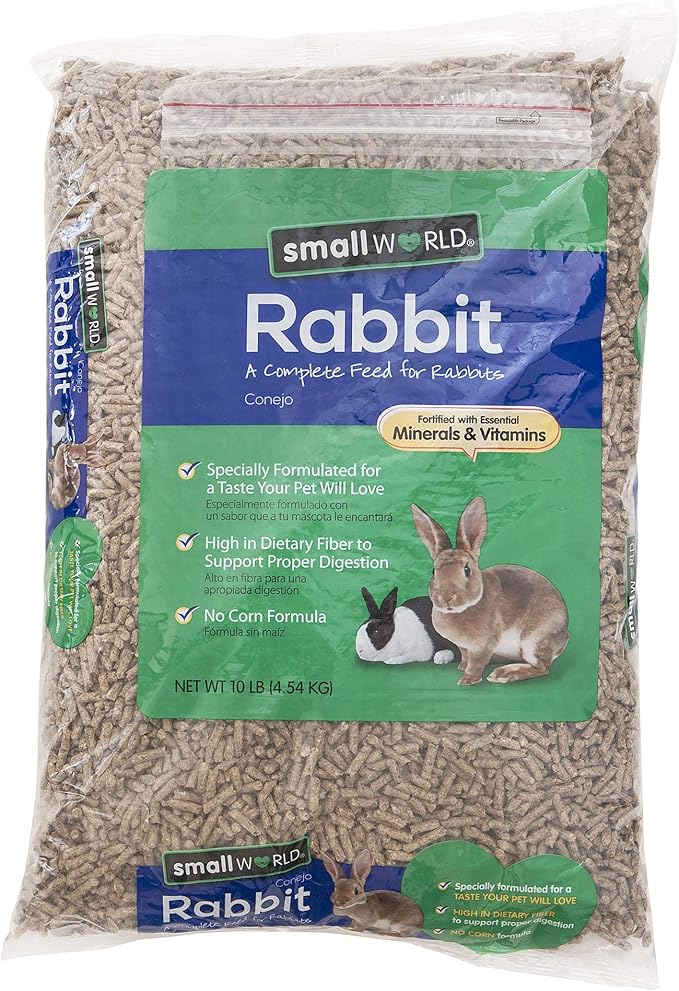Small World Rabbit Food, Complete Feed, Pelleted Food for Rabbits, Fortified with Essential Vitamins & Minerals for Daily ...