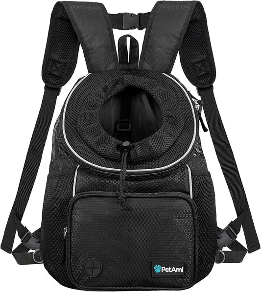 PetAmi Dog Front Carrier Backpack, Adjustable Dog Pet Cat Chest Carrier Backpack, Ventilated Dog Carrier for Hiking Campin...