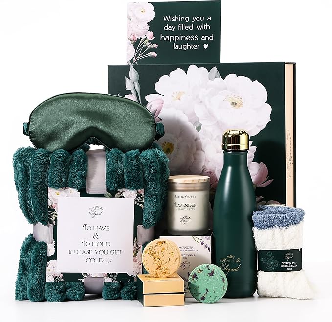 MAKE ME ELEGANT Spa Gift Baskets for Women, Luxury Self Care Package Happy Birthday, Mothers Day Gifts Box, Unique Designs...