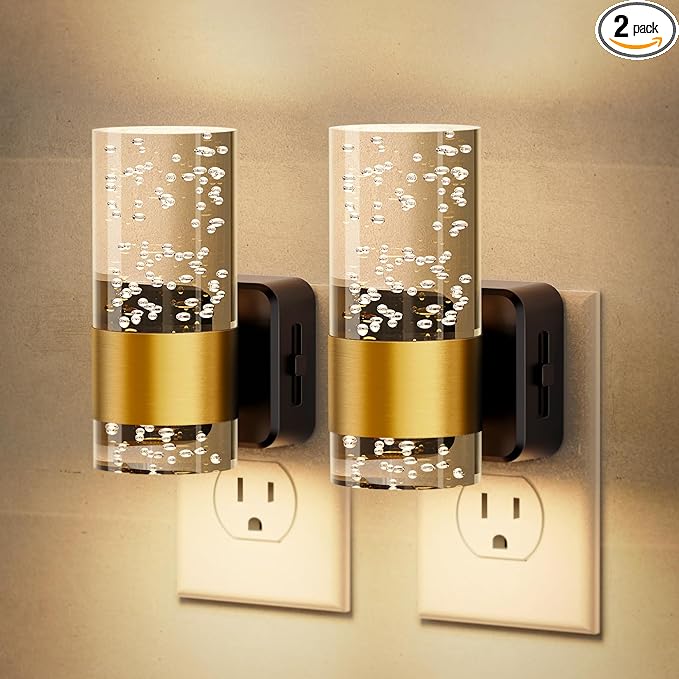 JandCase Night Light, Night Lights Plug into Wall,2 Pack 3000K Dimmable LED Night Light with Adjustable Brightness, Automa...