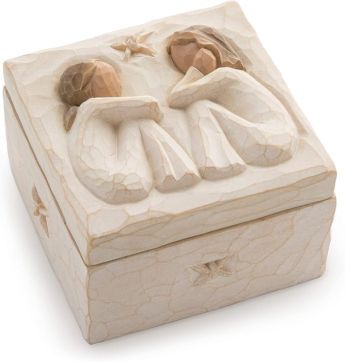 Willow Tree Friendship Keepsake Box, Forever True, Forever Friends, Holds Jewelry and Treasures, Carving of Best Friends o...