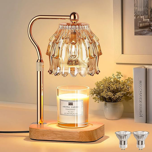 Candle Warmer Lamp with Timer Dimmer, Modern Wax Warmer for Scented Wax Jar Candle Warmer with 2 Bulbs, Adjustable Height ...