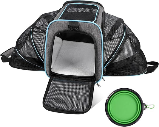 Cat Carrier - Airline Approved Expandable Soft Side Pet Carrier, Collapsible Pet Travel Bag Carrier with Foldable Pet Bowl...