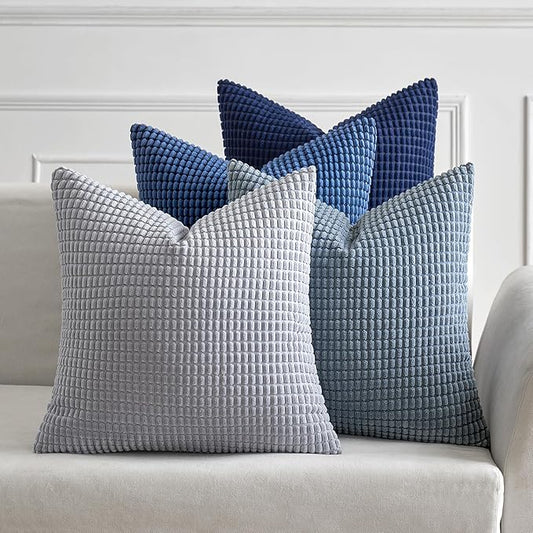 MIULEE Blue Decorative Pillow Covers 18x18 Inch Set of 4 Boho Western Farmhouse Home Decor Couch Throw Pillows Summer Coas...
