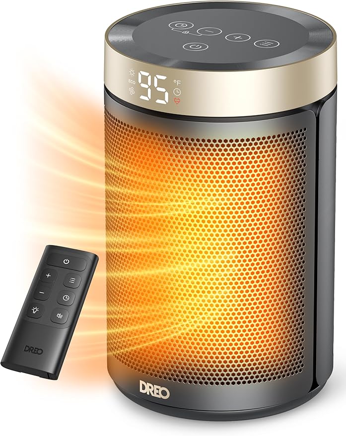 DREO Space Heater, Portable Electric Heaters for Indoor Use with Thermostat and Remote, 2024 Upgraded, Digital Display, 12...
