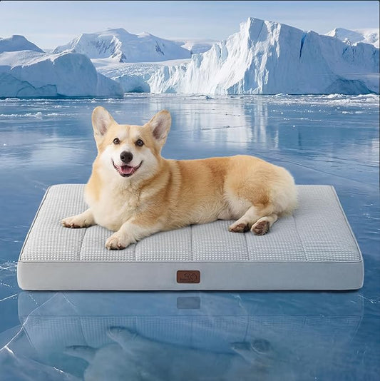 Bedsure Orthopedic Cooling Dog Bed for Crate - 35x22 Inches Large Comfy Breathable Summer Beds with Removable Washable Cov...