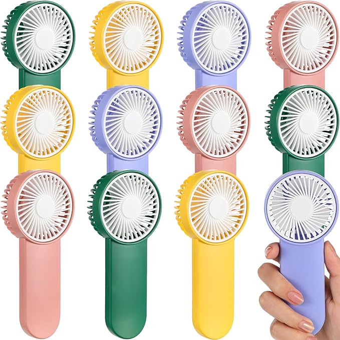 Sumind 12 Pcs Small Personal Portable Fan Mini Handheld Bulk 1 Speed Electric Cute Battery Powered for Neck Lash Makeup Wo...
