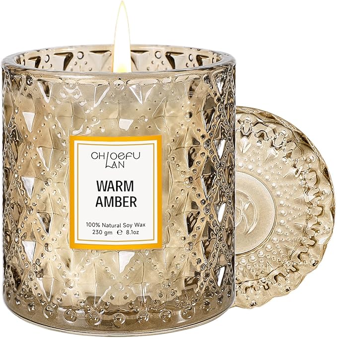 Chloefu LAN Amber Candles, Luxury Candle for Home Scented, Long Burning Time, Holiday Gifts, All Natural Soy Wax Decorativ...