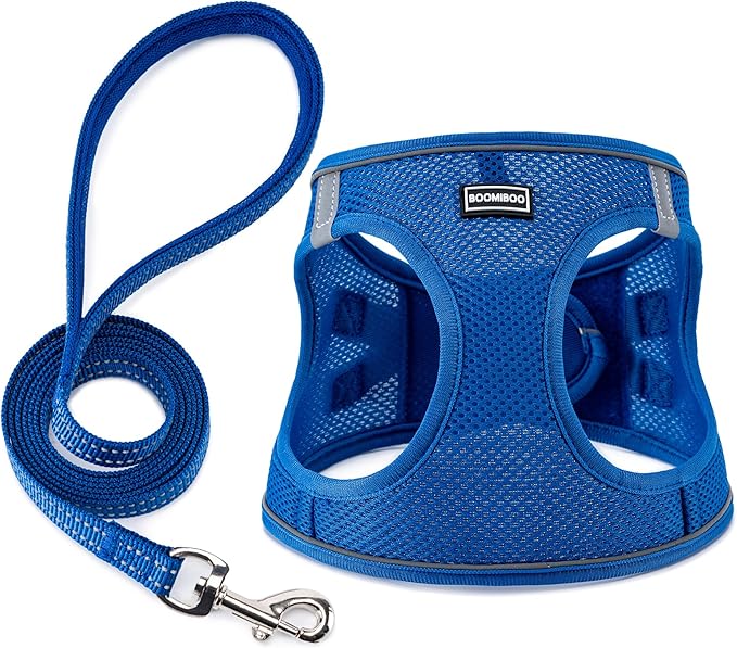 BOOMIBOO Dog Harness with Leash Set, No Pull Adjustable Reflective Step-in Puppy Pet Vest Harnesses for Small Medium Large...