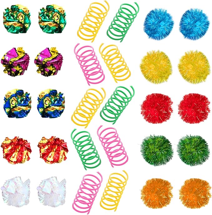 SunGrow Cat Toy Variety Pack, Feline Entertainment for Indoor Kitten, Lightweight, Colorful, Pet Interactive Chase Toys, A...