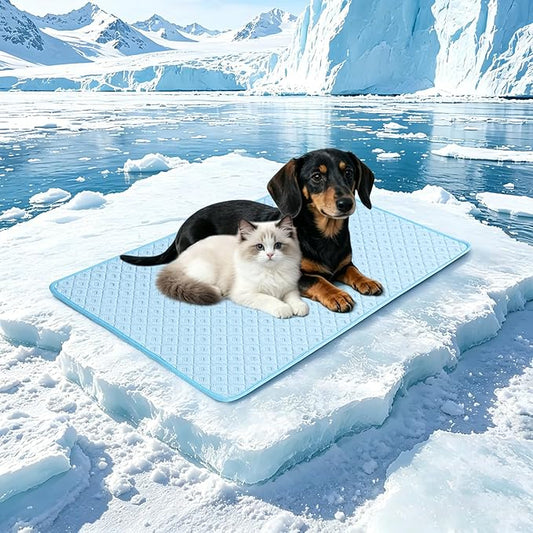 AOSUYOU Upgraded Dog Cooling Mat for Small Dogs Cats,Q-Max>0.45 Cooling Fiber Instant Cooling,Breathable Non-Slip Crate Pa...