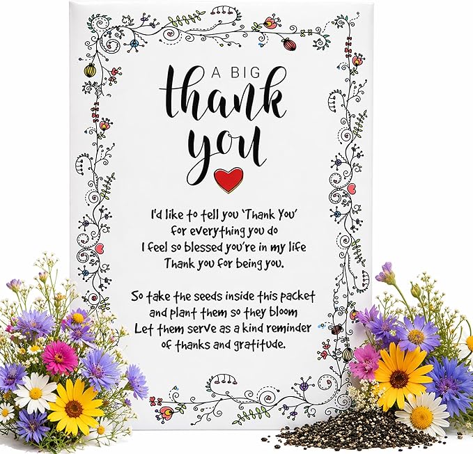 Thank You Seed Packets | 20 Pre-Filled Wildflower Seed Favors for Guests | Party Favors for Wedding Bridal Shower Baby Sho...