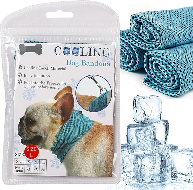 Dog Cooling Bandana Collar, Ice Instant Cooling Pet Bandana Scarf Collar for Small Medium Dogs, Breathable Ice Towels Bull...