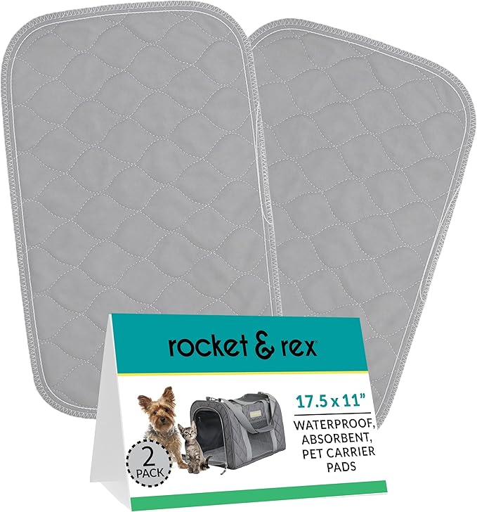 rocket & rex Premium Washable Pet Carrier Pads, Reusable, Waterproof & Absorbent, Dog and Cat Pads for Lining Travel Carri...