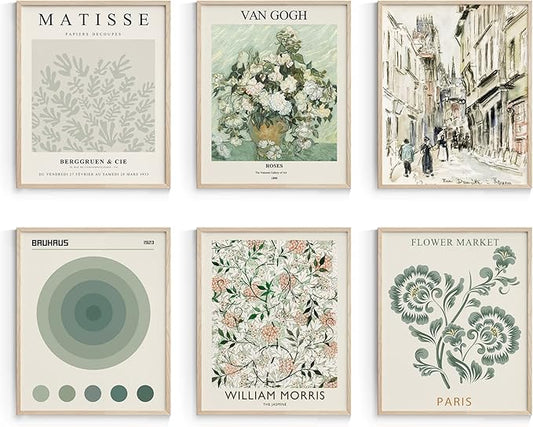 Habseligkeit Sage Green Master Wall Art Prints, Abstract Matisse Wall Art Exhibition Posters, Vintage Art Boho Art Prints,...