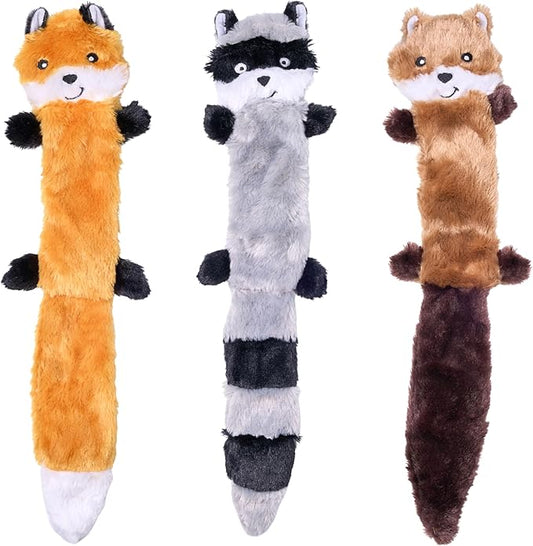 ZippyPaws Skinny Peltz - No Stuffing Dog Toy Pack to Keep Them Busy, for Medium and Large Dogs, Squeaky Pet Toys, Unstuffe...