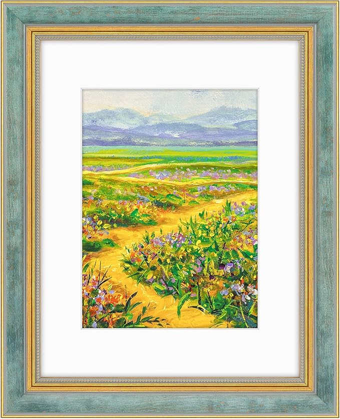 Golden State Art, 8.5x11 Ornate Picture Frame With White Mat for 6x8 Photo or Display 8.5 x 11 Print without Mat Color Dis...