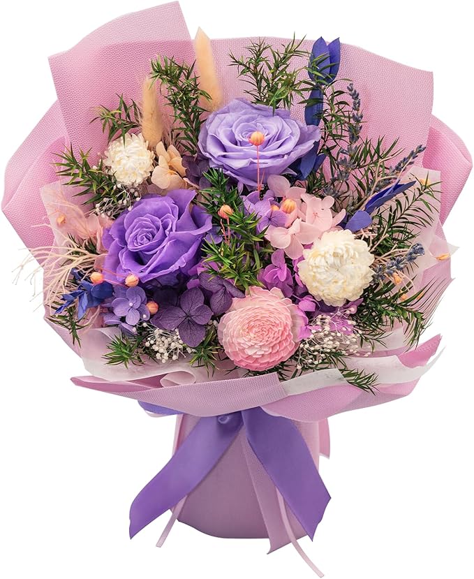HUACHIPLUS Forever Flower Gifts for Her: Romantic Mothers Day Flowers for Mom Wife Girlfriend Grandma-Preserved Rose Bouqu...