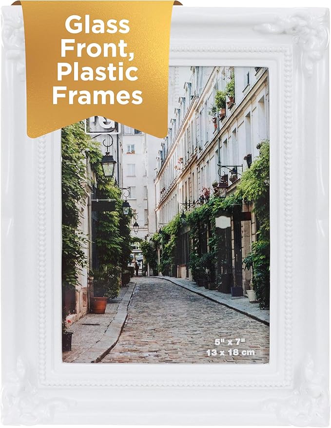 Kiera Grace Georgia Picture Frame, Holds a 5" x 7" Photo, 7" x 9" Large Plastic Picture Frame for Wall Hanging and Photo D...
