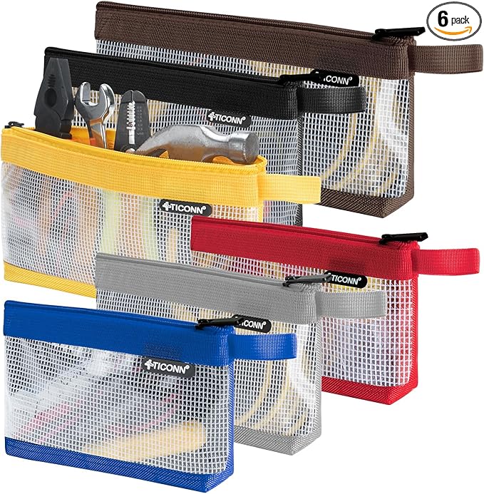 TICONN Tool Pouch, 1680D Oxford Small Tool Bag, Tool Pouches with Zipper, Clear Utility Bag Zipper Pouch for Tool Organize...