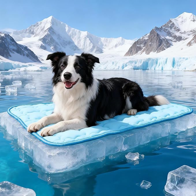 Dog Cooling Mat, Double-Sided with Cooling Fabric & Warm Flannel, 35.4" x 23.6" Thickened Cooling Mat for Dogs, No Electri...