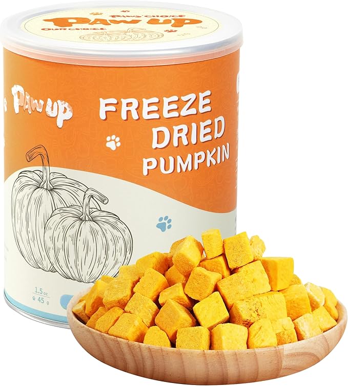 PAWUP Freeze-Dried Pumpkin Treats for Dogs & Cats – High Fiber, Single Ingredient Natural Snacks for Digestion & Gut Healt...