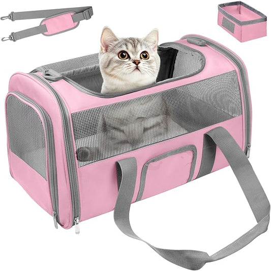 Seclato Soft Side Cat Carrier Airline Approved for Puppy Kitten Dog Carriers for Small Medium Cats Under 15lb, Collapsible...
