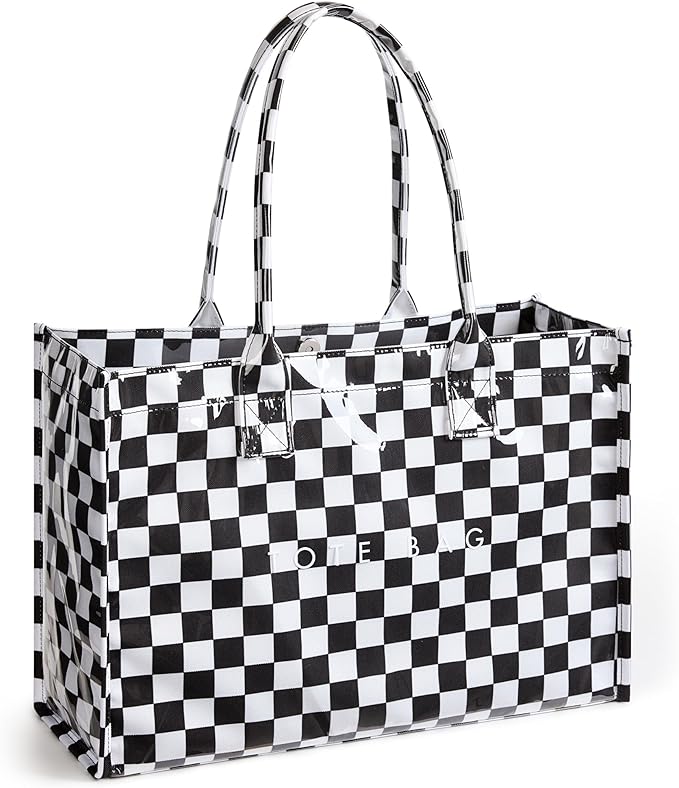 KALIDI PVC Tote Bag Women’s Kraft Paper Work Handbags Purses with Top Handle