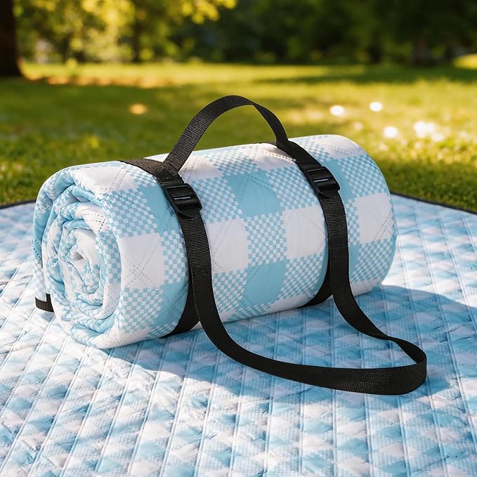 sapsisel Picnic Blankets, Waterproof Picnic Blanket for 6-8 Adults, 80''x80'' Extra Large Beach Blanket, Picnic Mat for Ca...