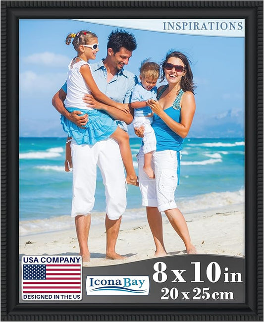 Icona Bay 8x10 Black Picture Frame Beautifully Detailed Molding, Contemporary Picture Frame Set, Wall Mount or Table Top, ...