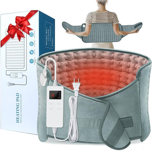 IGXHAVIZ Heating Pad for Back Pain Relief, Electric Heating Pad for Period Cramps Neck Shoulders with Belt, 4 Timer 6 Heat...
