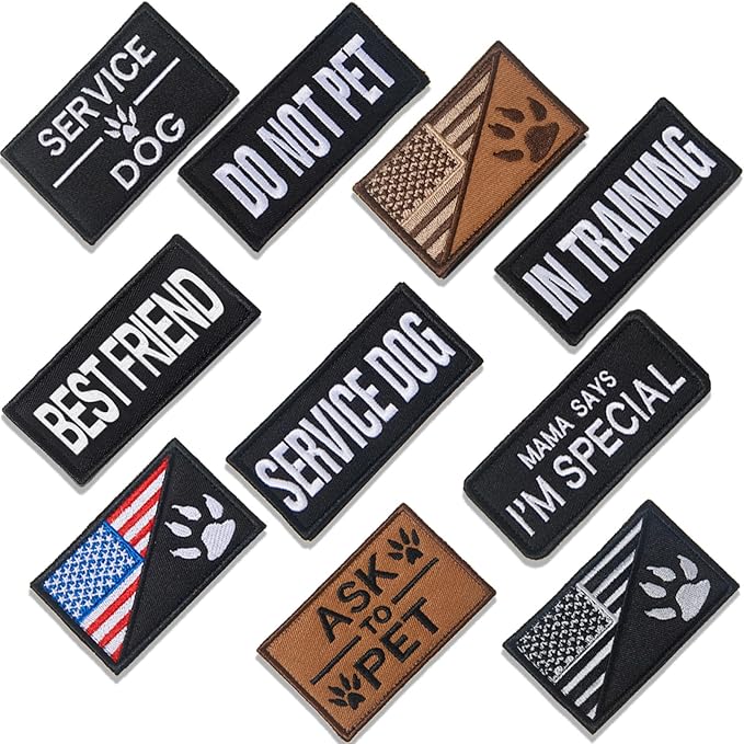 10 Pieces Service Dog Patches Ask to Do Not Pet Patch Vest Removable Tactical Pet in Training Hook and Loop Harness Americ...