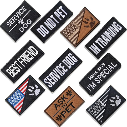 10 Pieces Service Dog Patches Ask to Do Not Pet Patch Vest Removable Tactical Pet in Training Hook and Loop Harness Americ...