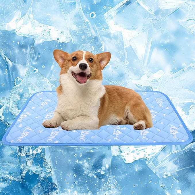 MH MYLUNE HOME Dog Cooling Mat 36x23 Inch - Cool-Chill Cool Fiber, Endothermic Color Changing Pet Pad for Dogs & Cats, Dou...