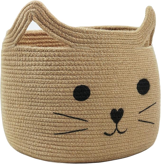 HiChen Large Woven Jute Rope Storage Basket, Baby Laundry Basket Organizer for Toys, Blanket, Clothes, Towels, Gifts | Pet...