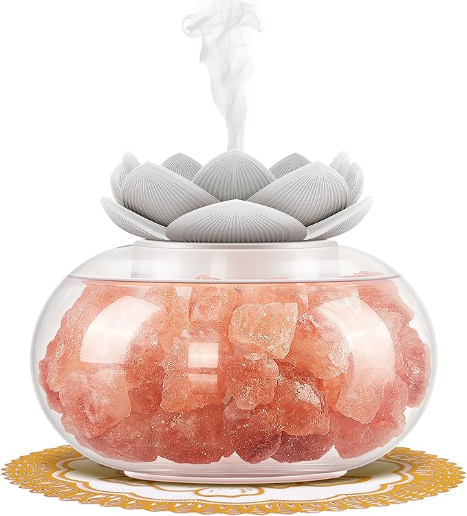 Essential Oil Diffusers Aromatherapy Diffuser: Vyaime Salt Lamp Diffuser for Home Bedroom Office, Pink Crystal Himalayan C...